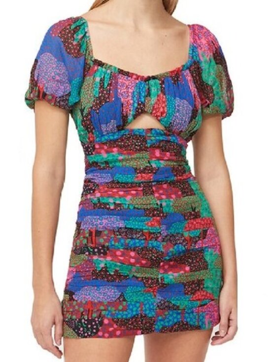 RHODE Dresses & Skirts - NEW RHODE CLARA COLORFUL PATCHWORK PLEATED MINI DRESS IN ENCHANTED WOODS SIZE 4